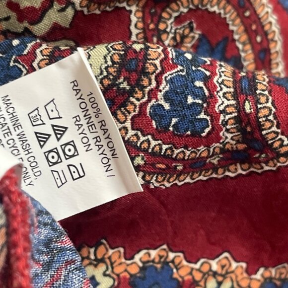 Lucky Brand Women's Maroon Floral Boho Peasant Long Sleeve Top Sz XL - Picture 7 of 8